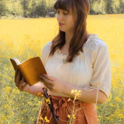 Middeleeuwse Korte Mouw Blouse Vera Beige