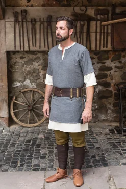 Middeleeuwse korte mouwen tuniek Aegir grijs