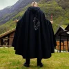 Middeleeuwse mantel Alpha met wolvenborduursel zwart