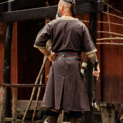 Middeleeuwse tuniek Richard korte mouw bruin