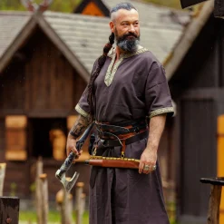 Middeleeuwse tuniek Richard korte mouw bruin