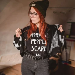 Normal People Scare Me T-shirt voor American Horror Story Fans zwart