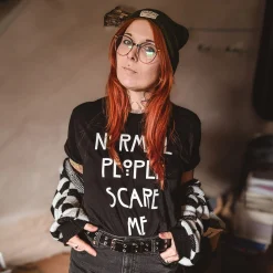 Normal People Scare Me T-shirt voor American Horror Story Fans zwart