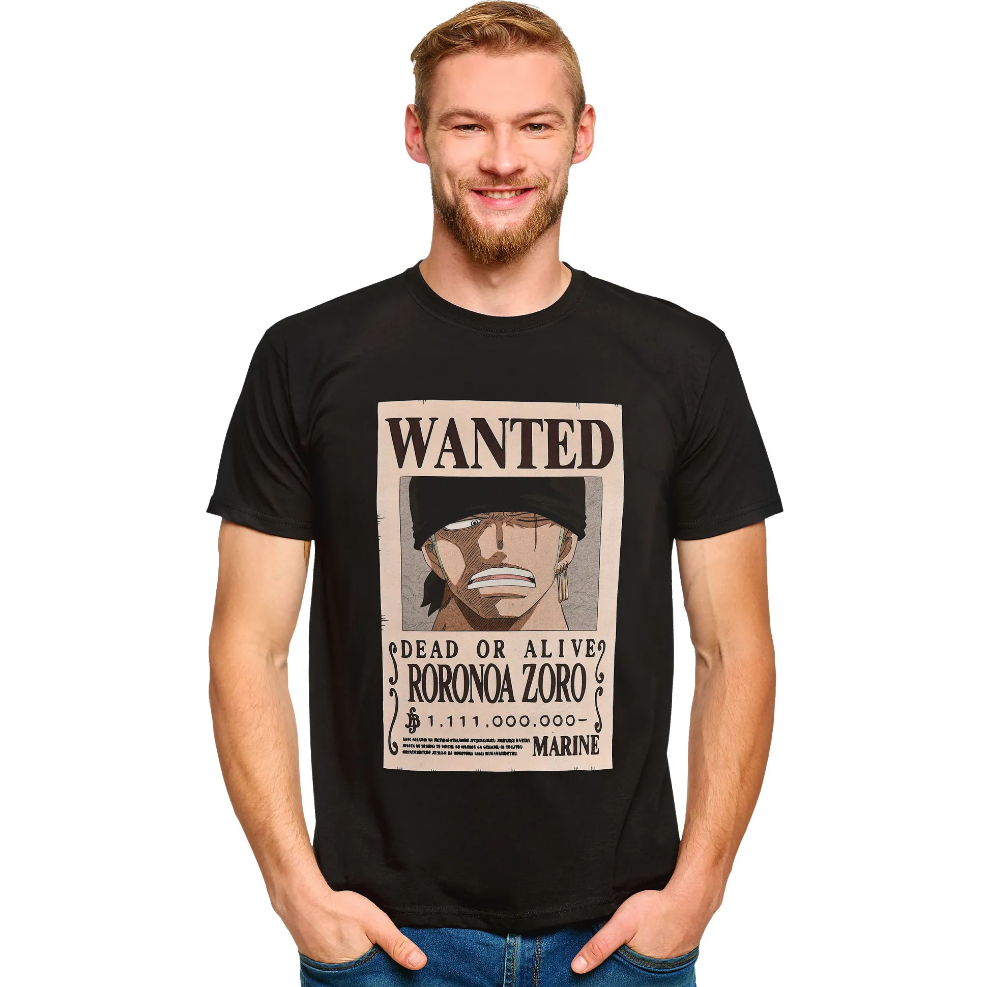 One Piece - Roronoa Zoro Wanted T-Shirt zwart