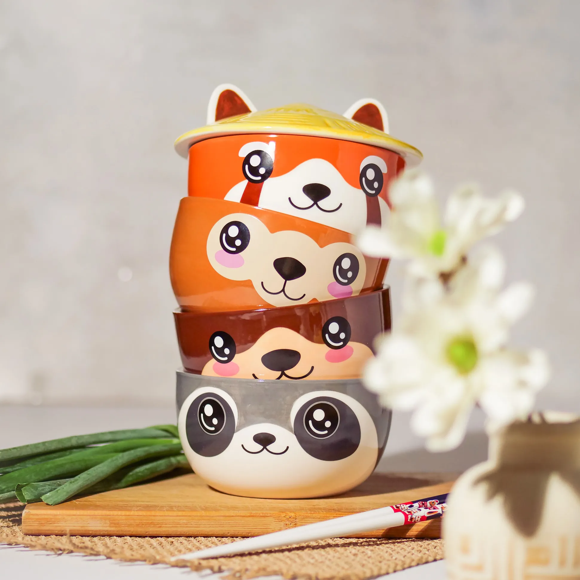 Otter Kawaii Kom met Deksel voor Anime Fans