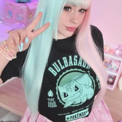 Pokemon - Bulbasaur College T-shirt zwart