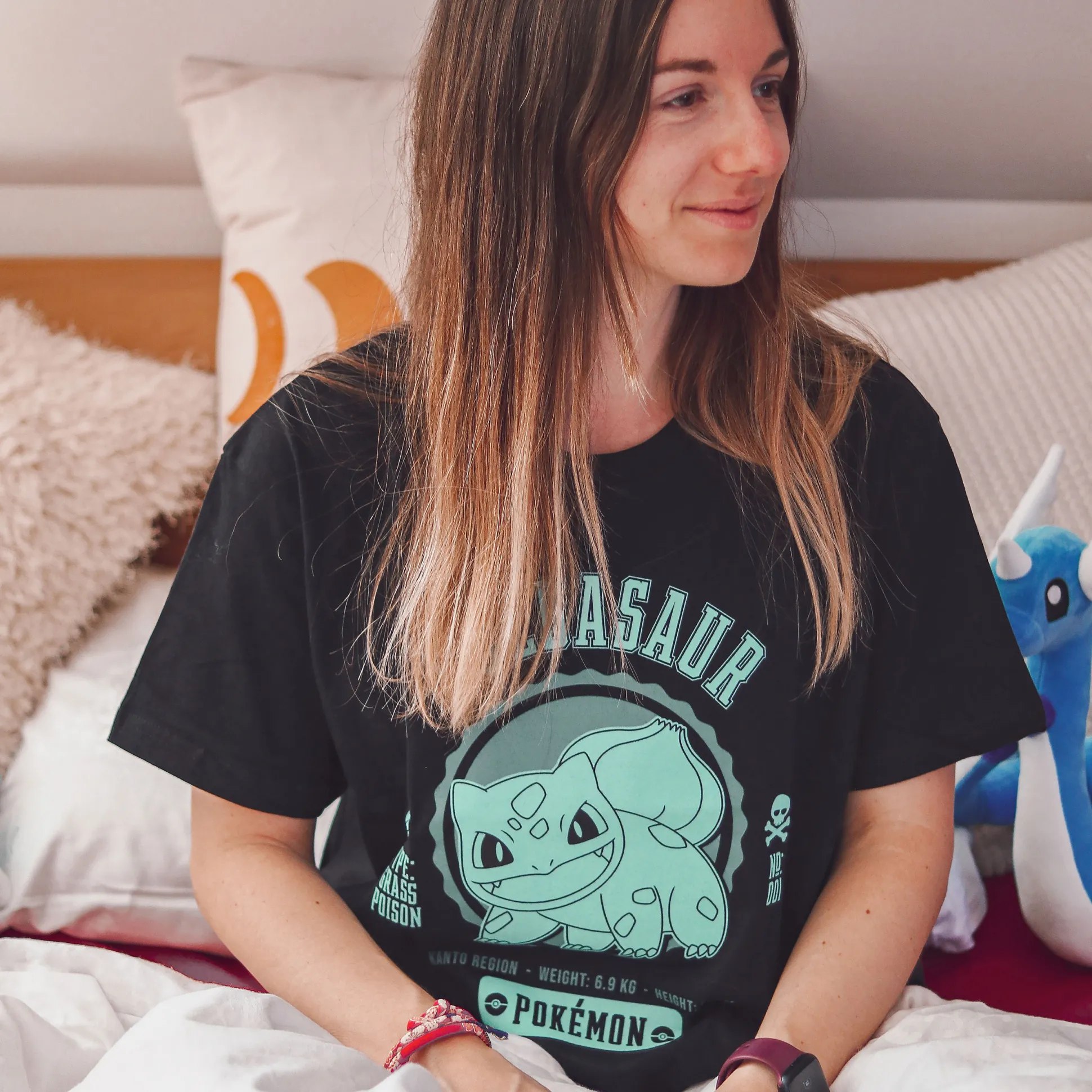 Pokemon - Bulbasaur College T-shirt zwart