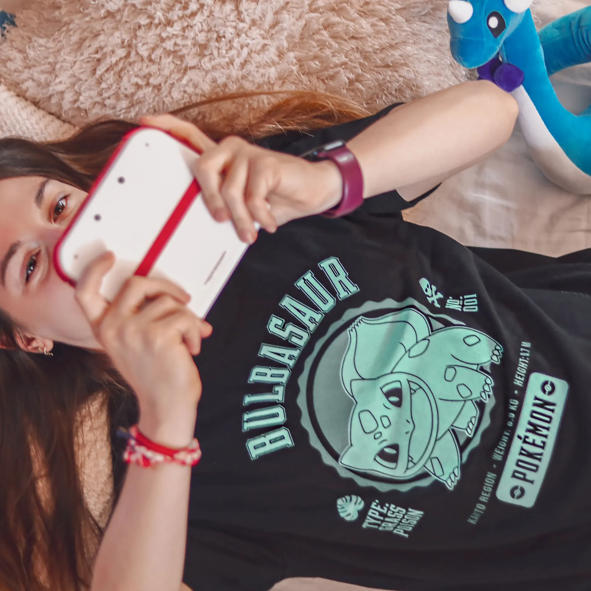 Pokemon - Bulbasaur College T-shirt zwart