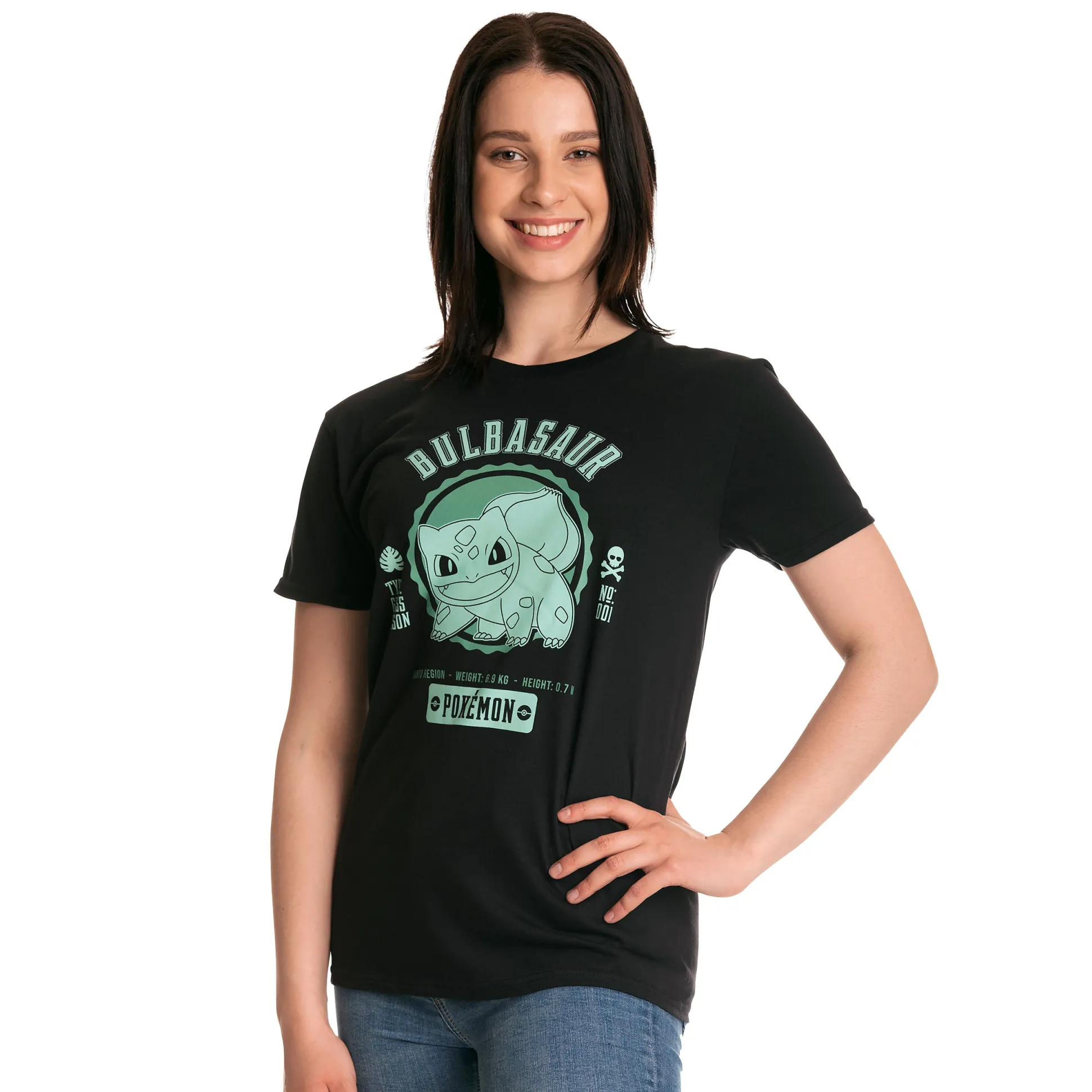 Pokemon - Bulbasaur College T-shirt zwart