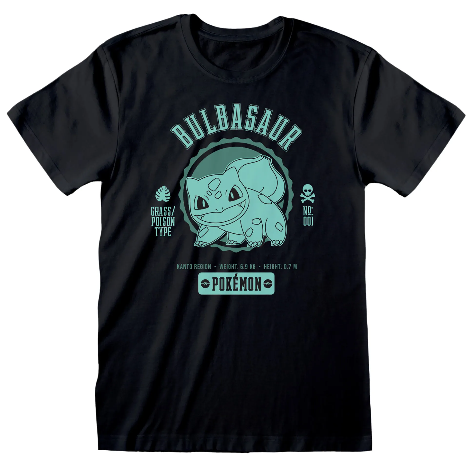 Pokemon - Bulbasaur College T-shirt zwart