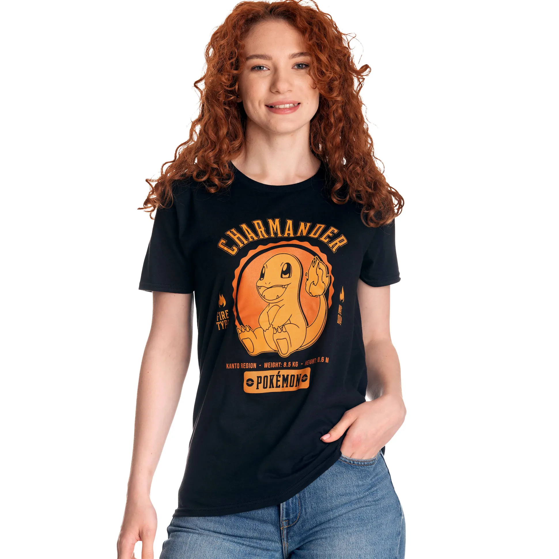 Pokemon - Charmander College T-Shirt Zwart