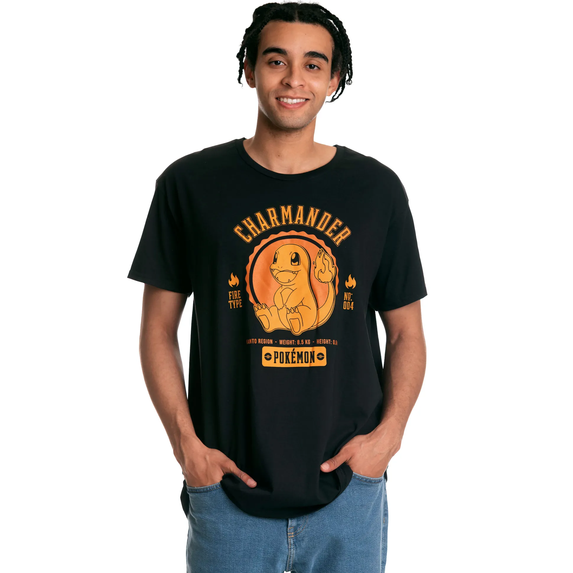 Pokemon - Charmander College T-Shirt Zwart