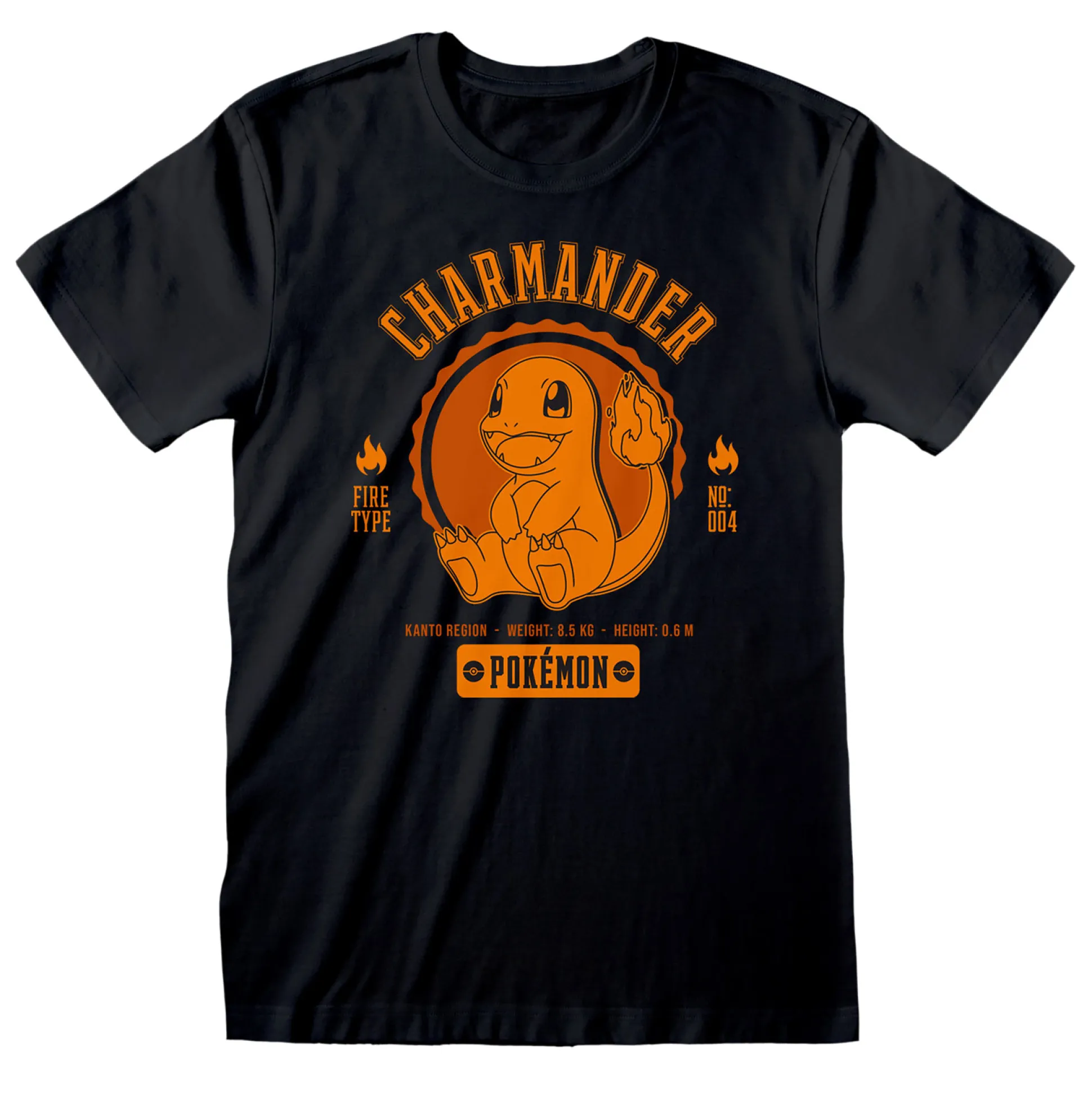 Pokemon - Charmander College T-Shirt Zwart