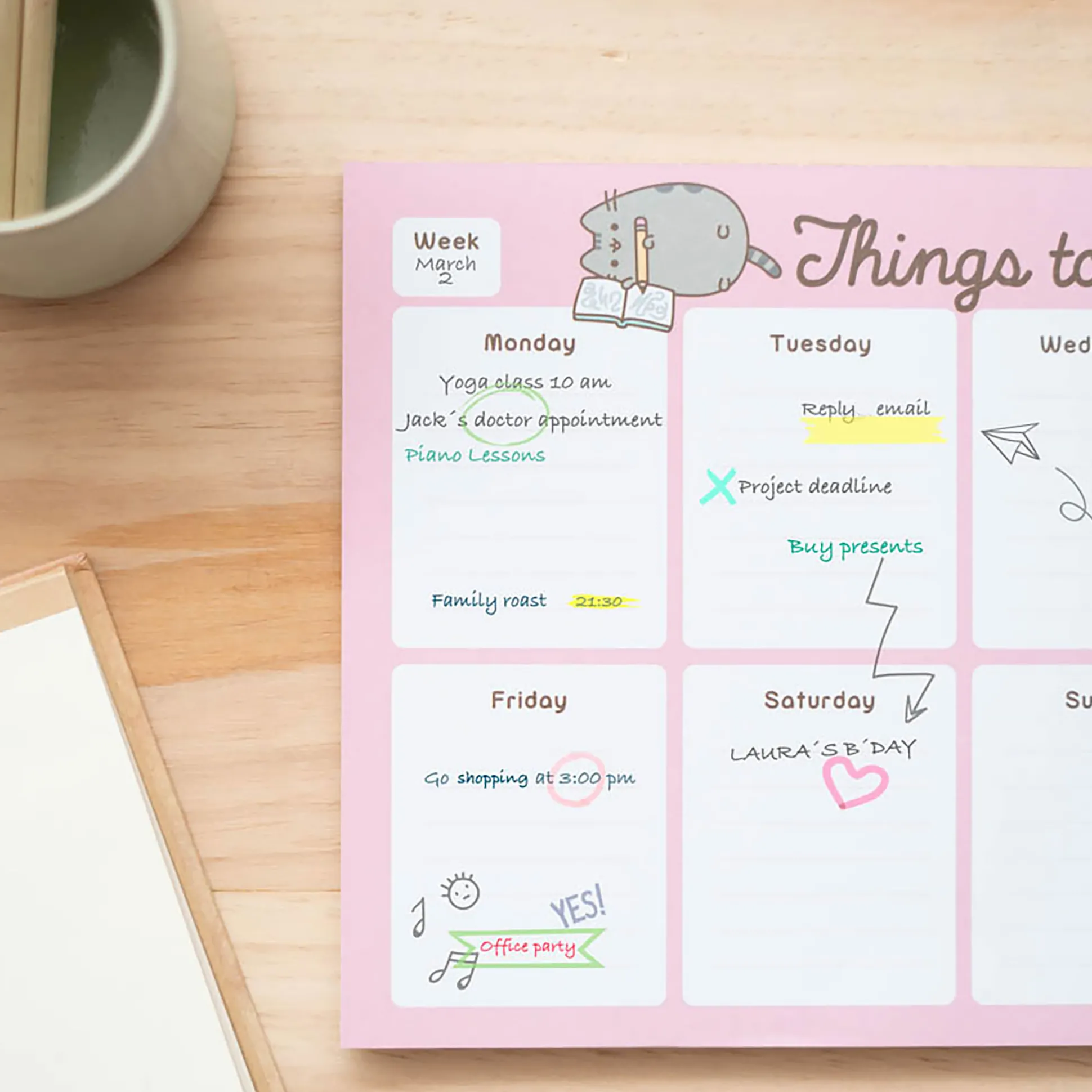 Pusheen - Dingen om later te doen Weekplanner