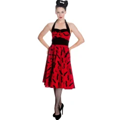 Rockabilly Jurk Bat rood-zwart