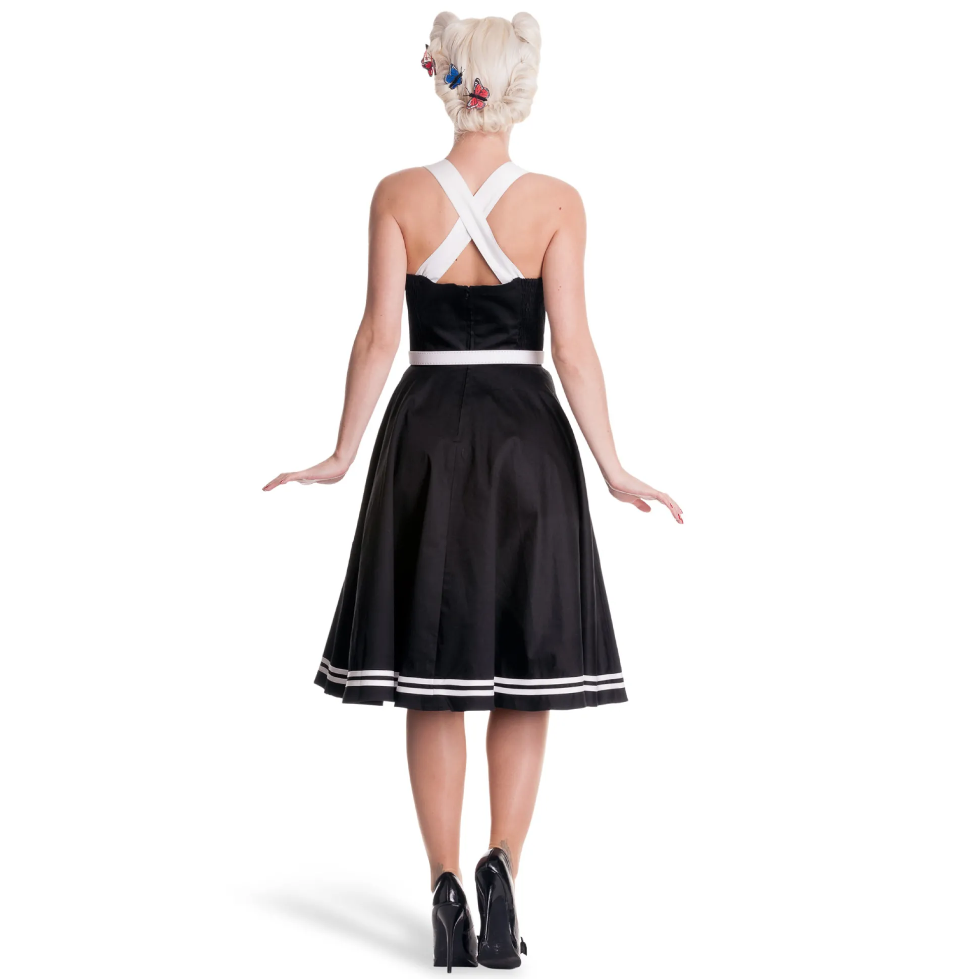 Rockabilly Jurk Siren met Riem Zwart