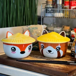Rode Panda Kawaii Kom met Deksel voor Anime Fans