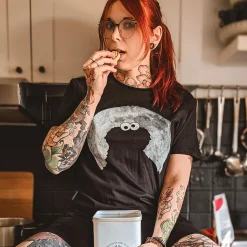 Sesamstraat - Cookie Monster Moonnight T-shirt zwart