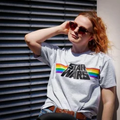 Star Wars - Classic Rainbow Logo Pride T-Shirt grijs