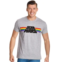 Star Wars - Classic Rainbow Logo Pride T-Shirt grijs