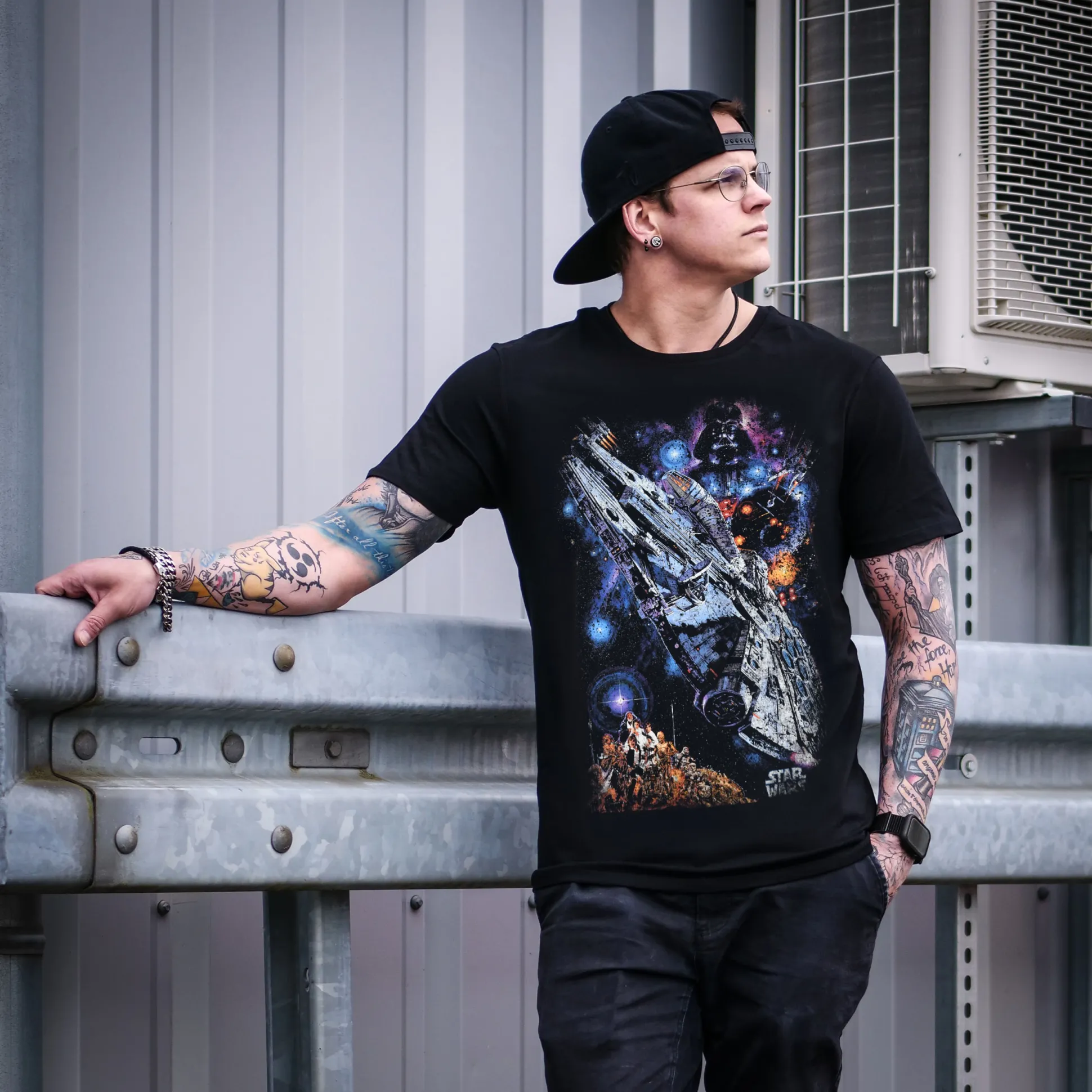 Star Wars - Galaxy Ship Poster T-Shirt zwart