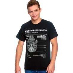 Star Wars - Millennium Falcon Schets T-Shirt Zwart