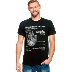 Star Wars - Millennium Falcon Schets T-Shirt Zwart