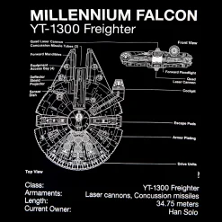 Star Wars - Millennium Falcon Schets T-Shirt Zwart