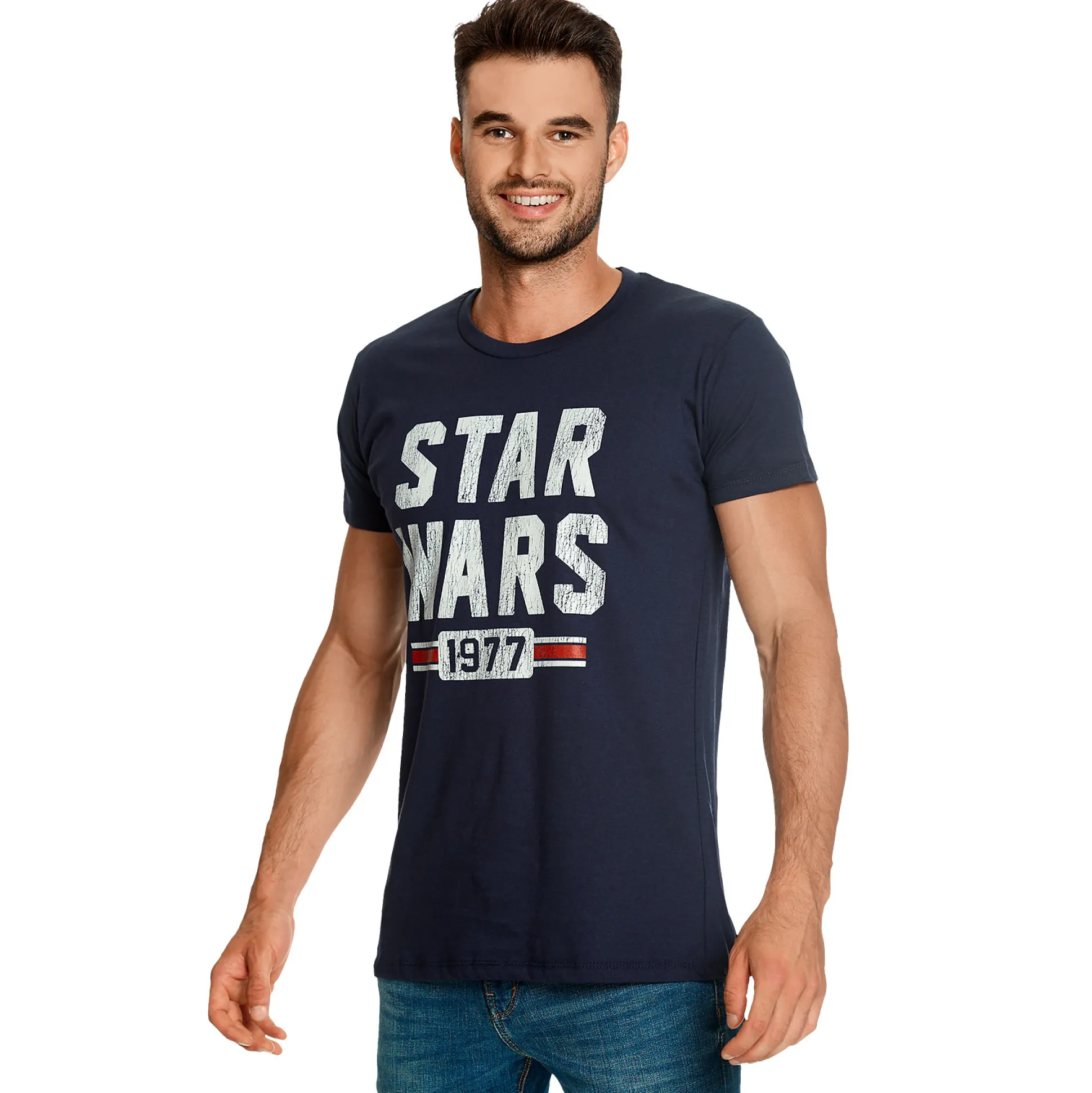 Star Wars van 1977 Distressed T-shirt blauw