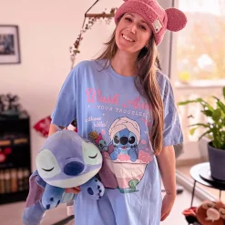 Stitch Wash Away lang T-shirt blauw - Lilo & Stitch