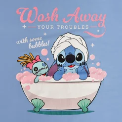 Stitch Wash Away lang T-shirt blauw - Lilo & Stitch