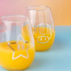 Super Mario - Ster & Super Paddenstoel Glazen Set van 2