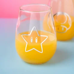 Super Mario - Ster & Super Paddenstoel Glazen Set van 2