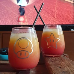 Super Mario - Ster & Super Paddenstoel Glazen Set van 2