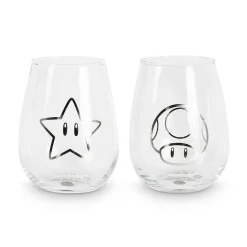 Super Mario - Ster & Super Paddenstoel Glazen Set van 2