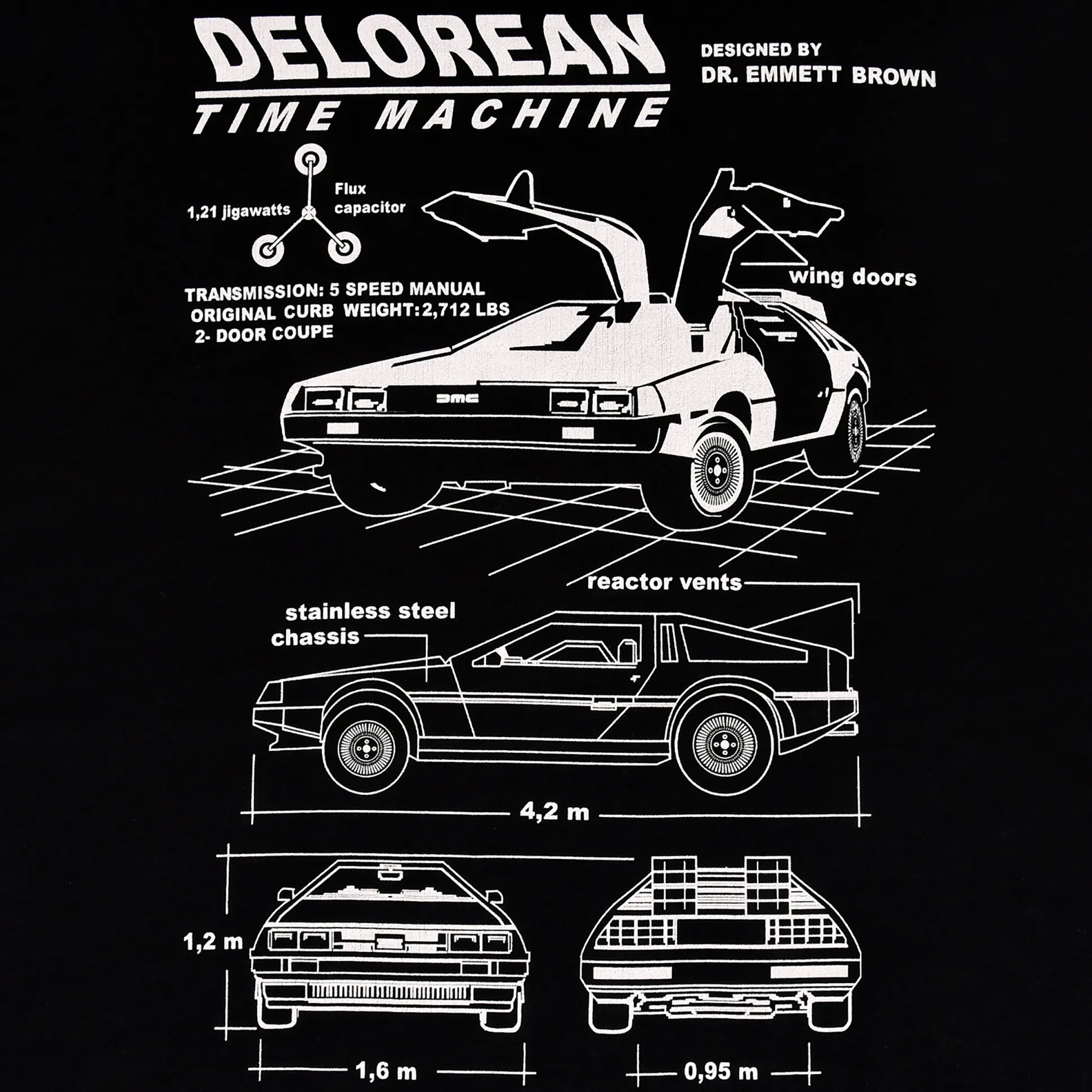 Terug naar de Toekomst - DeLorean T-shirt zwart
