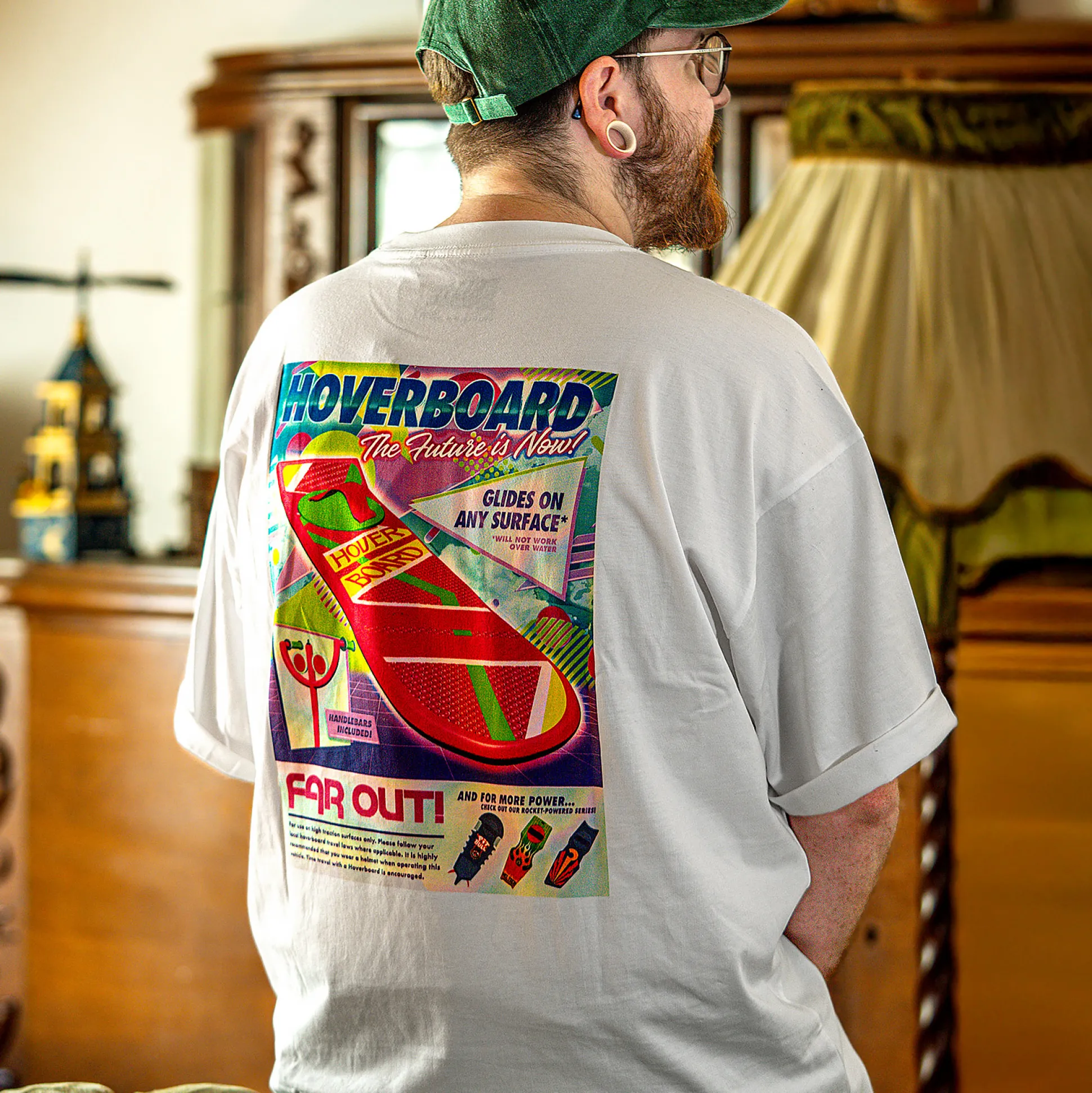 Terug naar de Toekomst - Hoverboard Oversized T-Shirt Wit