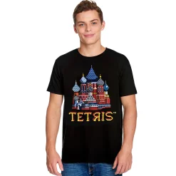 Tetris - Rood Vierkant Titelscherm T-shirt Zwart