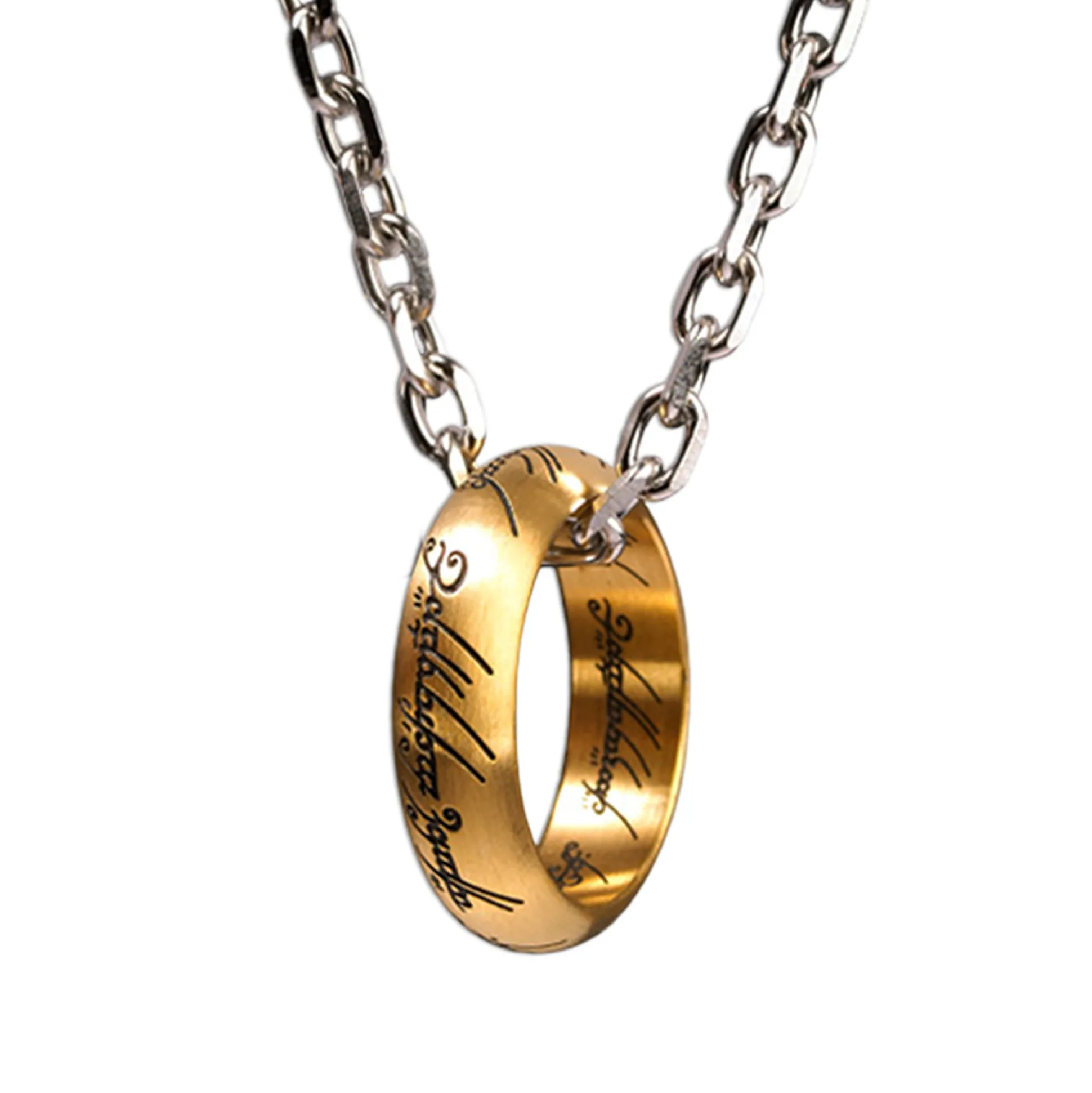 The Lord of the Rings - De Ene Ring aan een roestvrijstalen ketting
