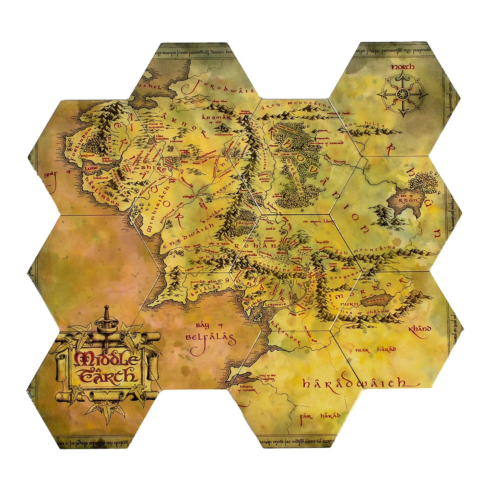 The Lord of the Rings - Midden-aarde Kaart Onderzetters set van 12