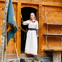 Viking Jurk Lagertha beige-rood