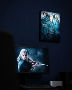 Witcher - Ciri, Yennefer & Geralt Wandbeeld met licht