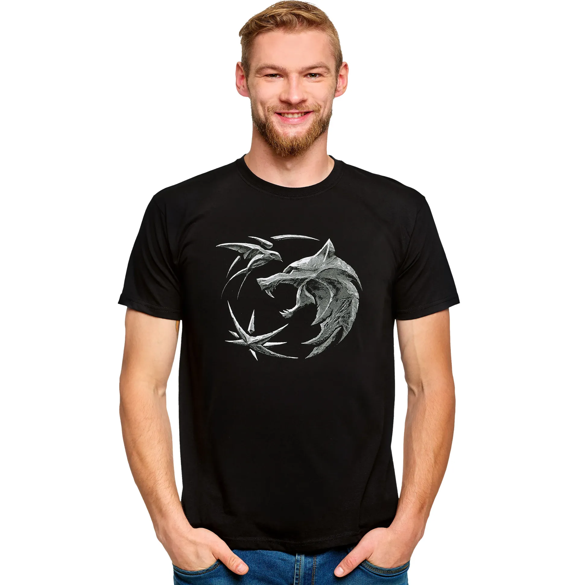 Witcher - Wolf Embleem T-Shirt Zwart