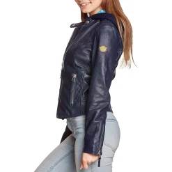 Wonder Woman - Logo Leren Jas met Capuchon Blauw